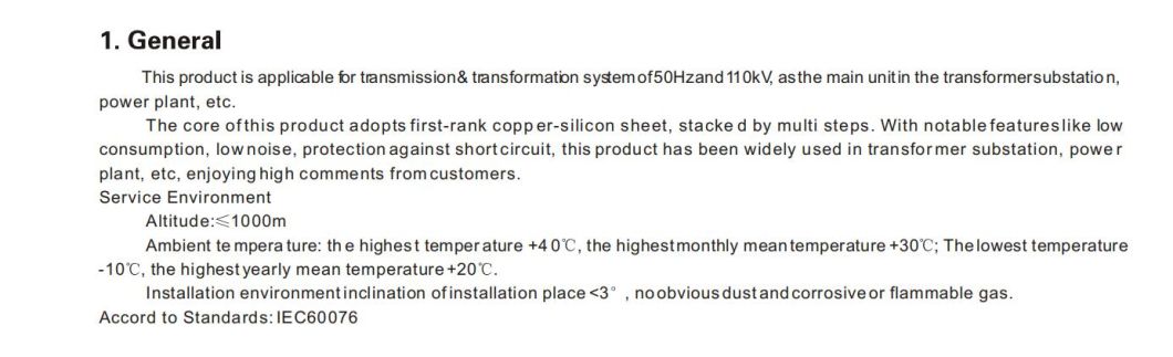 G300-63000/110kv Oil Immersed Power Transformer; ISO9001 Passed High Voltage Power Transformr