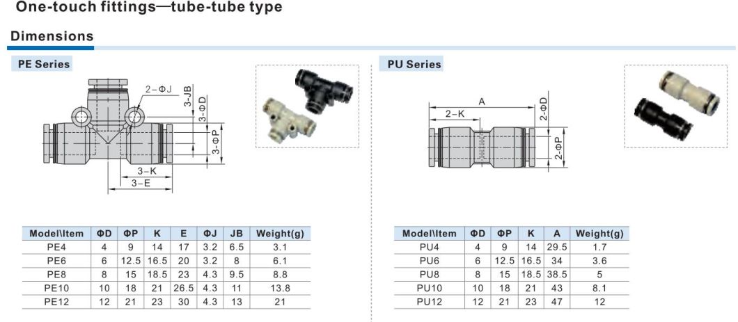Pg6-4/8-4/8-6/10-4/10-6/10-8/12-8/12-10/14-10/14-12/16-12/16-14 Pneumatic Fittings, Pg Series One-Touch Fittings, Pg Air Quick Connector