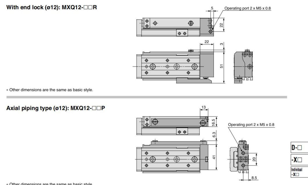 Mxq12-10/20/30/40/50/75/100 Stroke Air Slide Table, Mxq Series Alluminum Alloy Air Slide Tabe Cylinder, Pneumatic Slide Table Cylinder