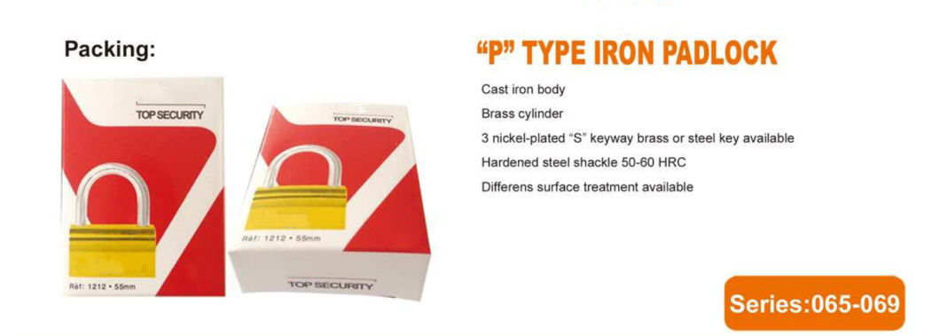 GS0069 P Type Iron Padlock, High Quality Iron Padlock, ISO9001 Passed Iron Padlock, Chromed Plated Padlock