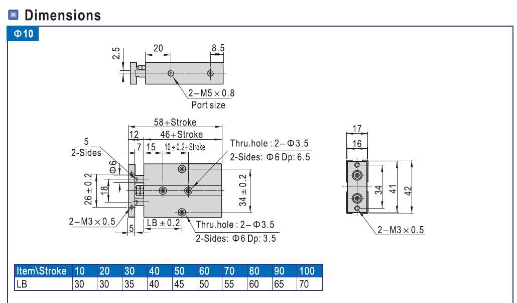 Tn25-10/15/20/25/30/35/40/45/50/55/60/70/80/90/100/125/150/175/200/250/300 Twin Rod Cylinder, Common Mini Air Piston Standard Cylinder