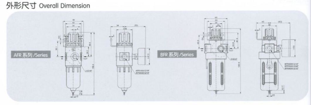 Bfr2000 Air Filter Regulator; Air Source Treament Unit; Pneumatic Air Cource Treatment Unit, Pneumatic Air Filter Regulator
