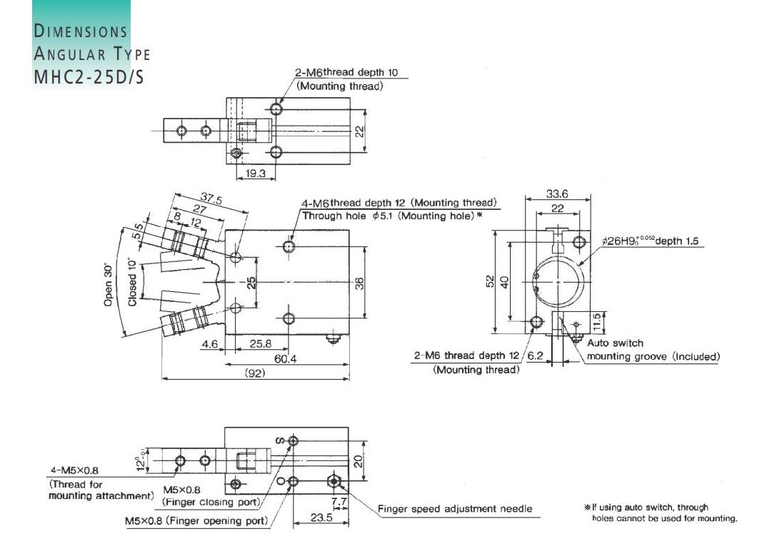 Mhc2-10d/S/Cpneumatic Air Gripper, Mhc2 -10d Pneumatic Air Gripper Cylinder, Mhc2-10d Air Chuck