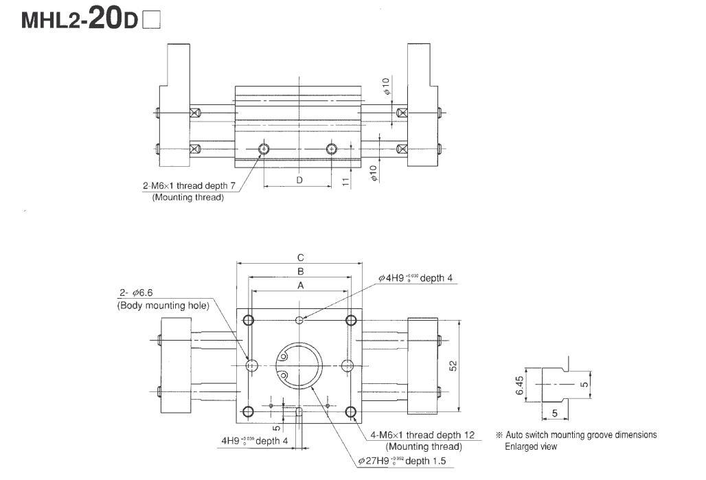 Mhl2-40/D/D1/D2/DN Pneumatic Air Gripper, Mhl2-25D Series Pneumatic Parallel Type Air Gripper Cylinder, Mhl2-25D Air Chuck