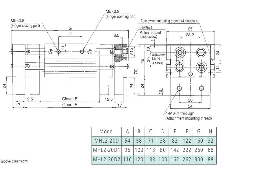 Mhl2-25/D/D1/D2/DN Pneumatic Air Gripper, Mhl2-25D Series Pneumatic Parallel Type Air Gripper Cylinder, Mhl2-25D Air Chuck