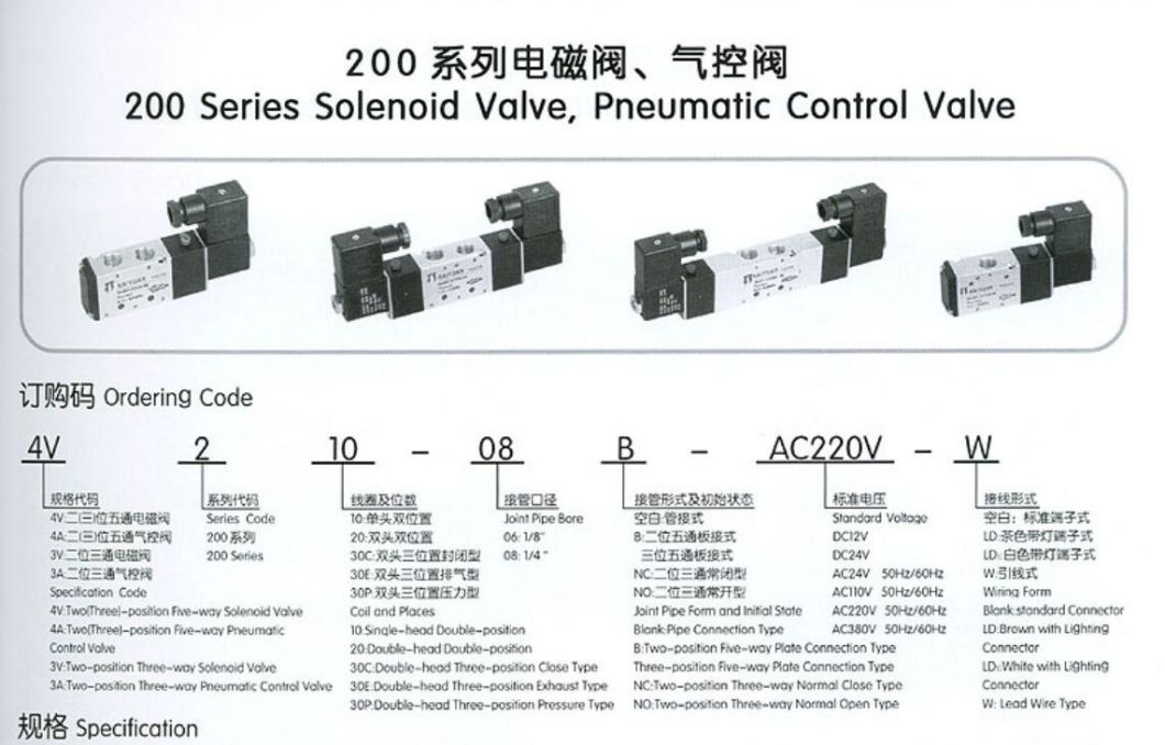 4A210-06/08 Pneumatic Air Control Vave, 5 Way 2 Position Directional Solenoid Valve Pneumatic Compressed Compressor Air Control Valve, Pneumatic Control Valve