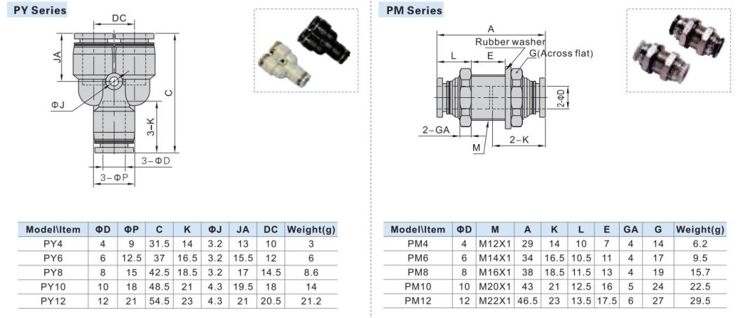 Pg6-4/8-4/8-6/10-4/10-6/10-8/12-8/12-10/14-10/14-12/16-12/16-14 Pneumatic Fittings, Pg Series One-Touch Fittings, Pg Air Quick Connector
