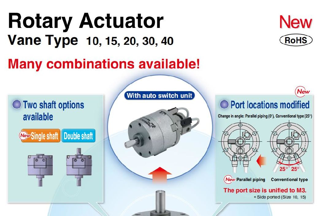 Cdrb2bw20-180s/D Rotary Actuator Cylinder; Cdrb2bw Series Vane Style Rotary Actuator Cylinder