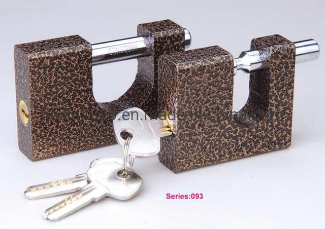 GS0093 Plastic Covered Retangular Painted Iron Padlock, High Quality Iron Padlock, ISO9001 Passed Iron Padlock, Plastic Covered Disc Iron Padlock