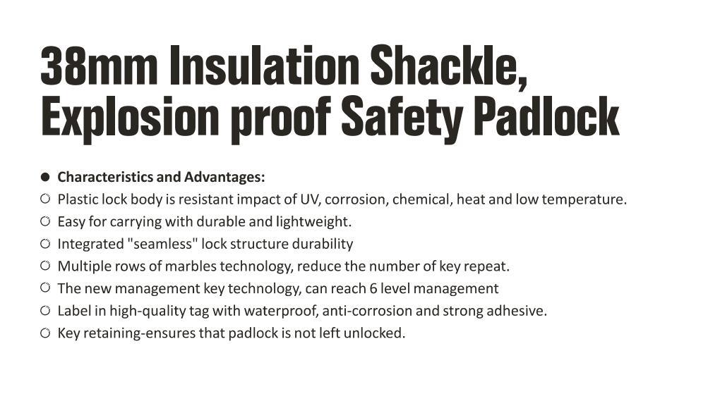 GS-8532 Insulation Shackle Explosion Proof Safety Padlock, 38mm Insulation Schackl Safety Padlock, High Quality Safety Padlock