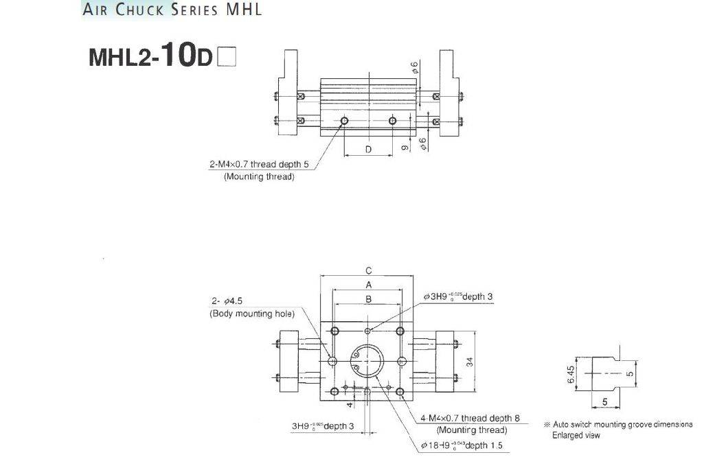 Mhl2-20/D/D1/D2/DN Pneumatic Air Gripper, Mhl2-20d Series Pneumatic Parallel Type Air Gripper Cylinder, Mhl2-20d Air Chuck