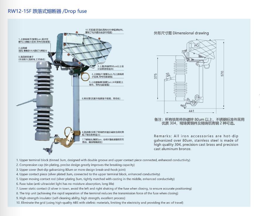 RW12-15fdrop- out Fuse, ISO9001 Passed High Quality Drop-Outfuse, High Voltage Drop Fuse, CE Proved Drop-Outfuse