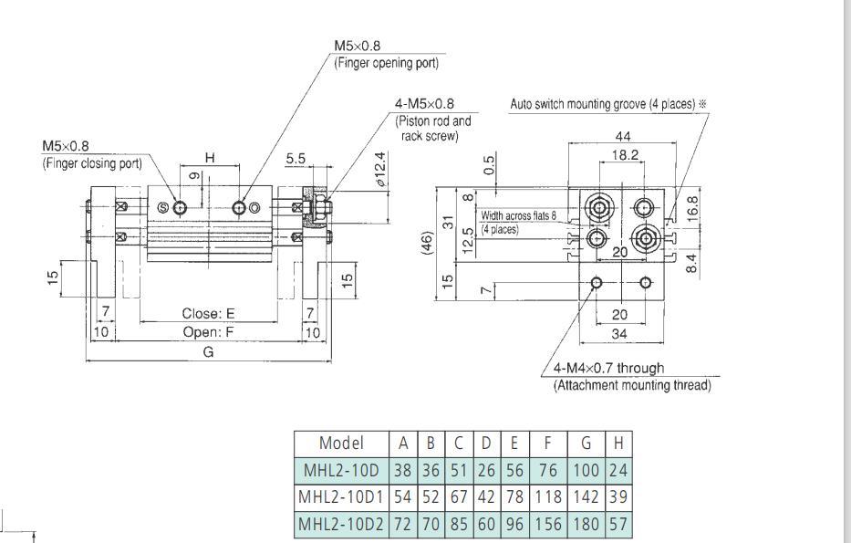 Mhl2-16/D/D1/D2/DN Pneumatic Air Gripper, Mhl2-16D Series Pneumatic Parallel Type Air Gripper Cylinder, Mhl2-16D Air Chuck