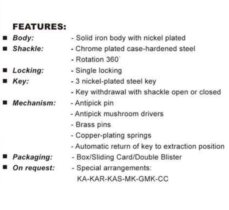 GS0064 Nickle Plated Iron Padlock, High Quality Iron Padlock, ISO9001 Passed Chrome Plated Padlock, Padlock