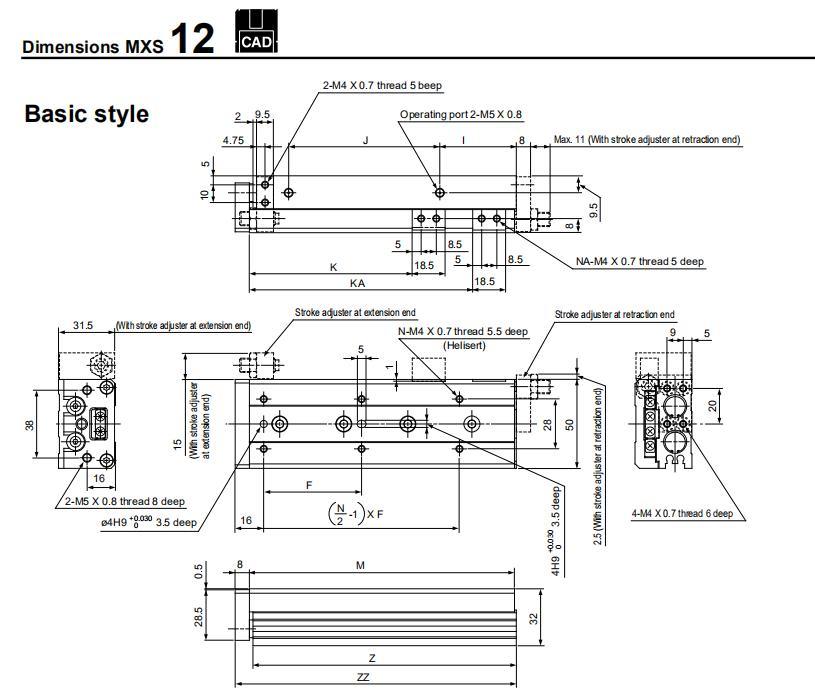 Mxs12-10/20/30/40/50/75/100 Stroke Air Slide Table, Mxsseries Alluminum Alloy Air Slide Tabe Cylinder, Pneumatic Slide Table Cylinder
