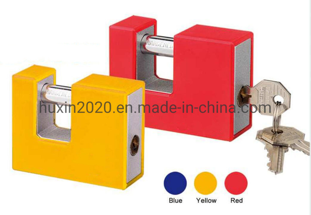 GS0092 Plastic Covered Retangular Painted Iron Padlock, High Quality Iron Padlock, ISO9001 Passed Iron Padlock, Plastic Covered Retangular Plated Padlock