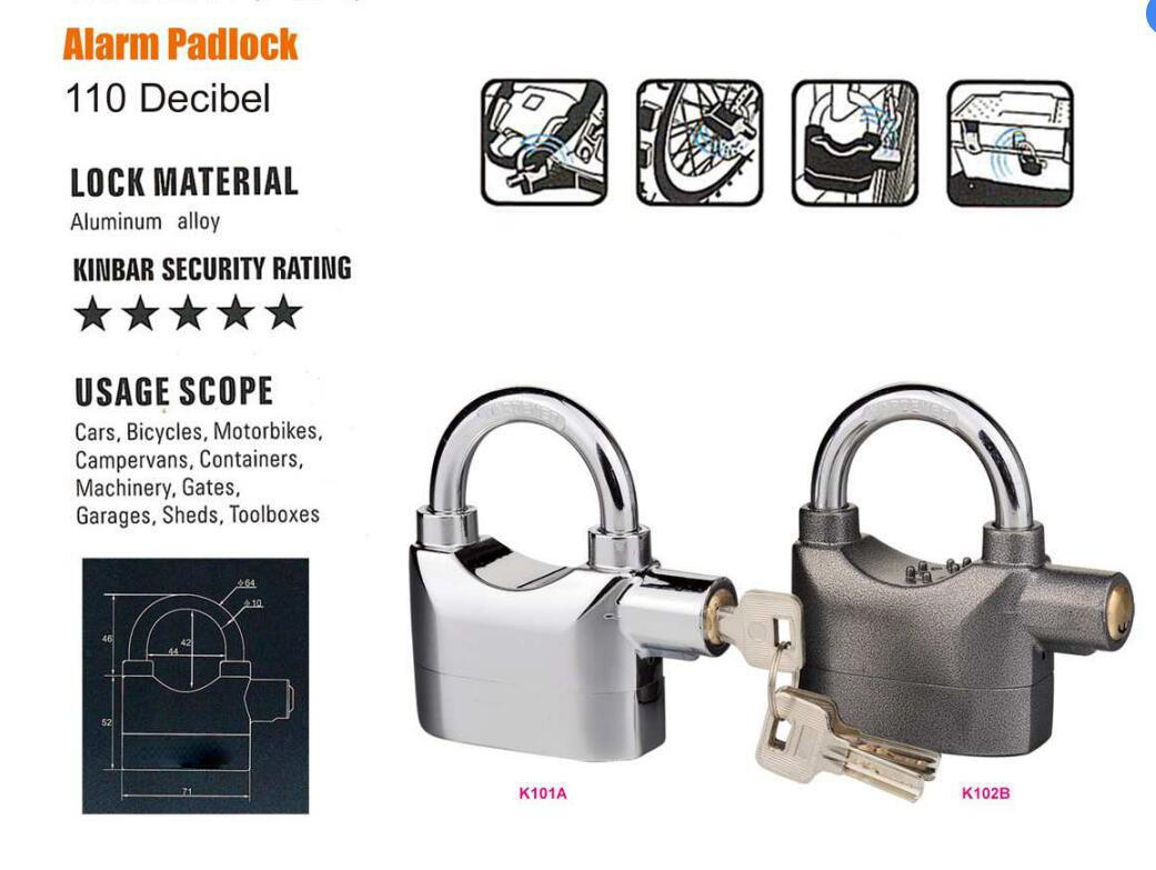 GSK101 Alarm Padlock, High Quality Zinc Alloy Alarm Padlock, ISO9001 Passed Zinc Alloy Padlock