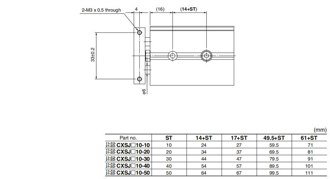 Cxsjm6-10/20/30/40/50 Stroke Dual Rod Cylinder, Compact, Slide Bearing, Cxsjm Compact Cylinder, Pneumatic Compact Cylinder