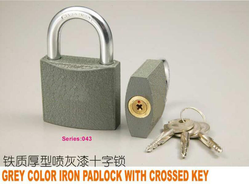 GS0043 Grey Iron Padlock with Crossed Key, High Quality Grey Padlock, ISO9001 Passed Grey Padlock, Padlock