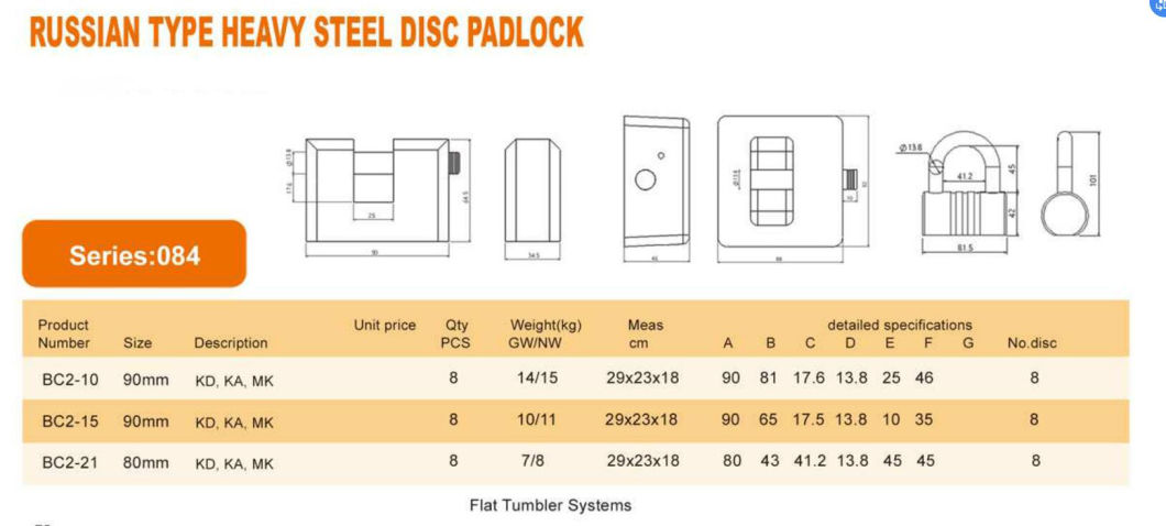 Gsbc2-10 Russian Type Heavy Stainless Steel Padlock, High Quality Stainless Stainless Steel Padlock, ISO9001 Passed Stainless Steel Padlock with Disc Key