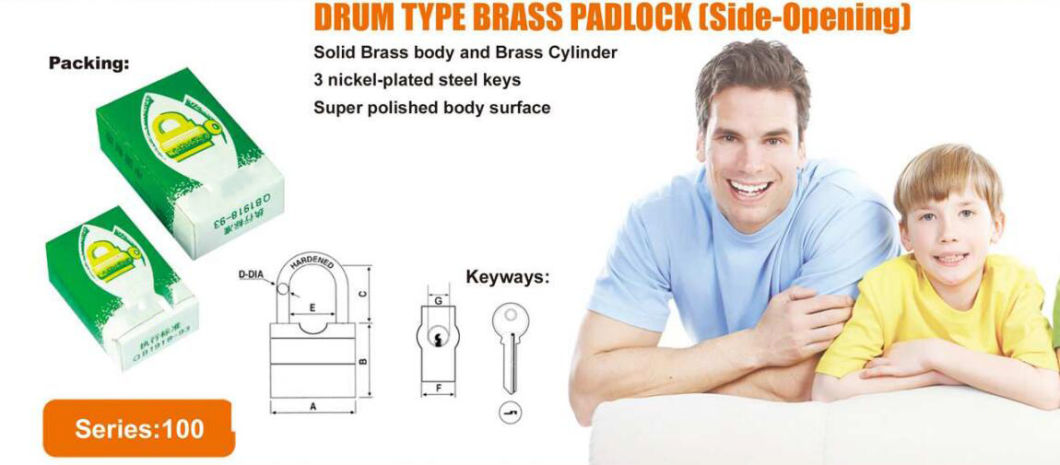 GS0100 Drum Type Brass Padlock, High Quality Brass Padlock, Top Security Brass Padlock, ISO9001 Passed Brass Padlock