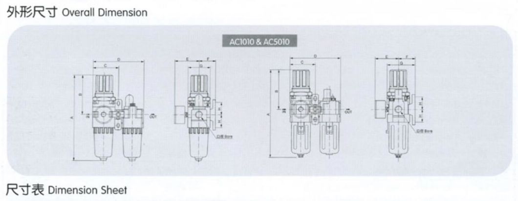 AC4010-04/06 Air Filter Combination Filter; Air Source Treament Unit; Pneumatic Air Cource Treatment Unit