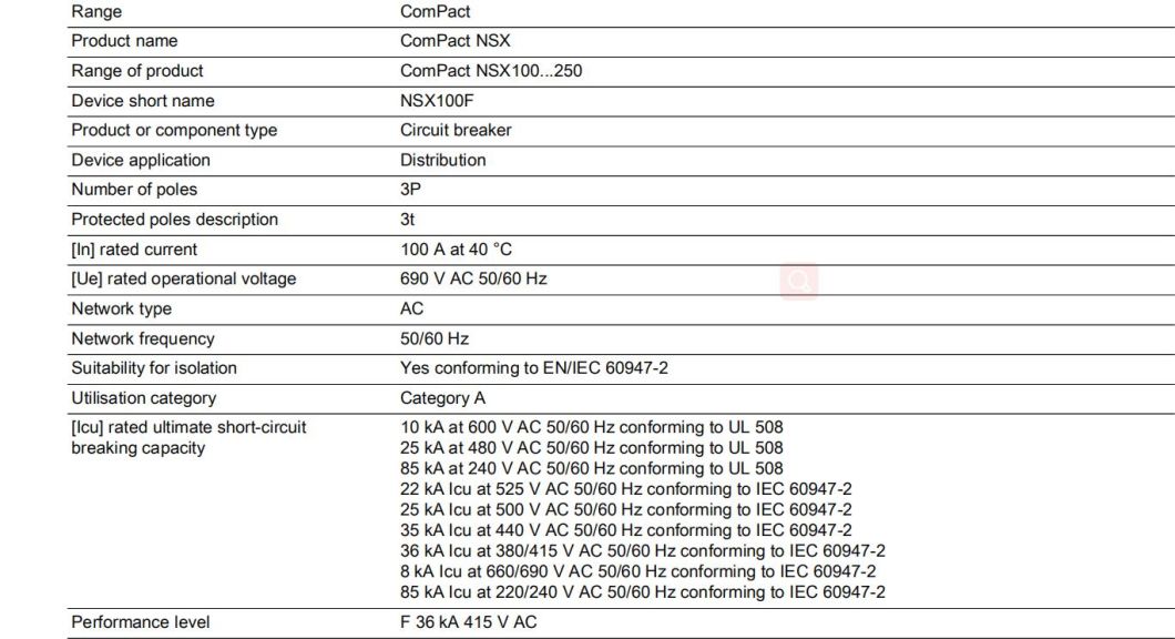 Nsx-250f/N/H/S/L Moulded Case Circuit Breaker, CE Crtificated Moulded Case Circuit Breaker, ISO9001 Passed Moulded Case Circuit Breaker