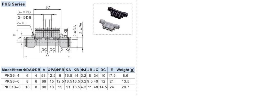 Pg6-4/8-4/8-6/10-4/10-6/10-8/12-8/12-10/14-10/14-12/16-12/16-14 Pneumatic Fittings, Pg Series One-Touch Fittings, Pg Air Quick Connector