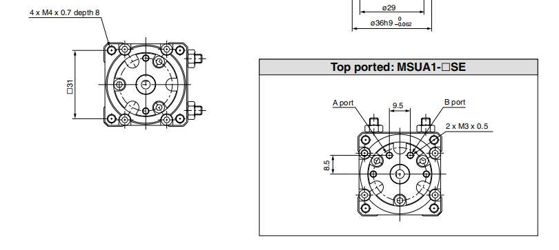 Msub3-180s Rotary Actuator Cylinder; Msub3 Series Vane Style Rotary Actuator Cylinder