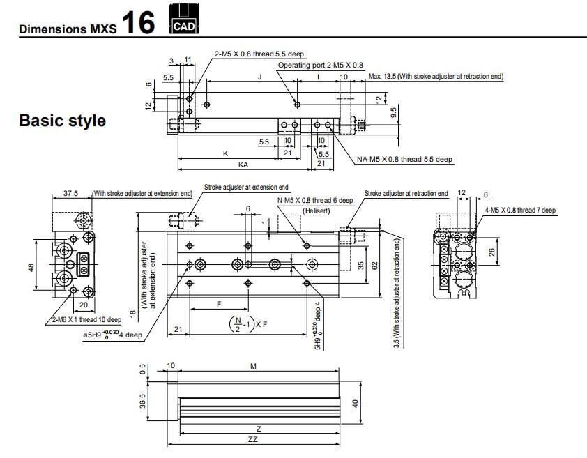 Mxs16-10/20/30/40/50/75/100/125 Stroke Air Slide Table, Mxsseries Alluminum Alloy Air Slide Tabe Cylinder, Pneumatic Slide Table Cylinder