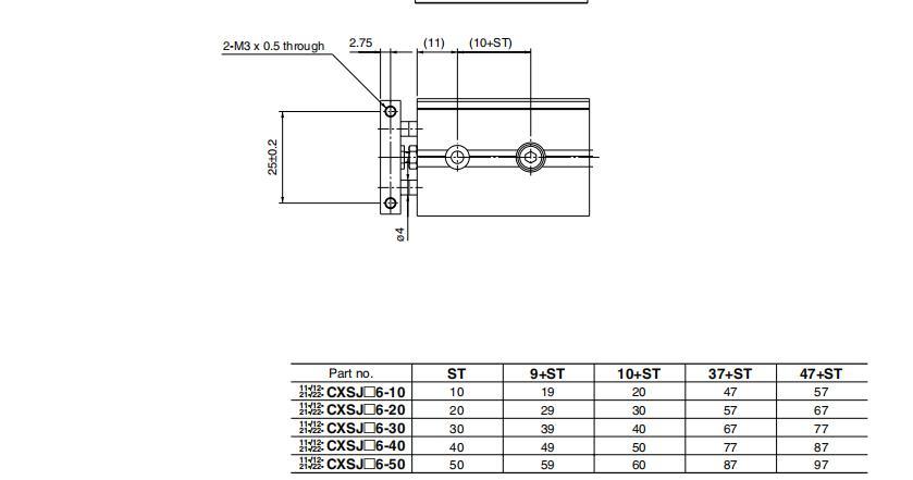 Cxsjm6-10/20/30/40/50 Stroke Dual Rod Cylinder, Compact, Slide Bearing, Cxsjm Compact Cylinder, Pneumatic Compact Cylinder