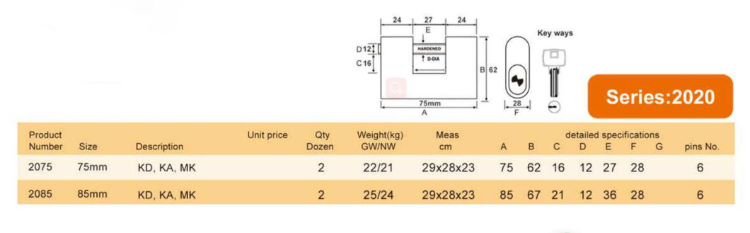 GS2020 Hardened Solid Steel Padlock, High Quality Stainless Steel Padlock, ISO9001 Passed Stainless Steel Padlock, Chrome Plated Iron Padlock