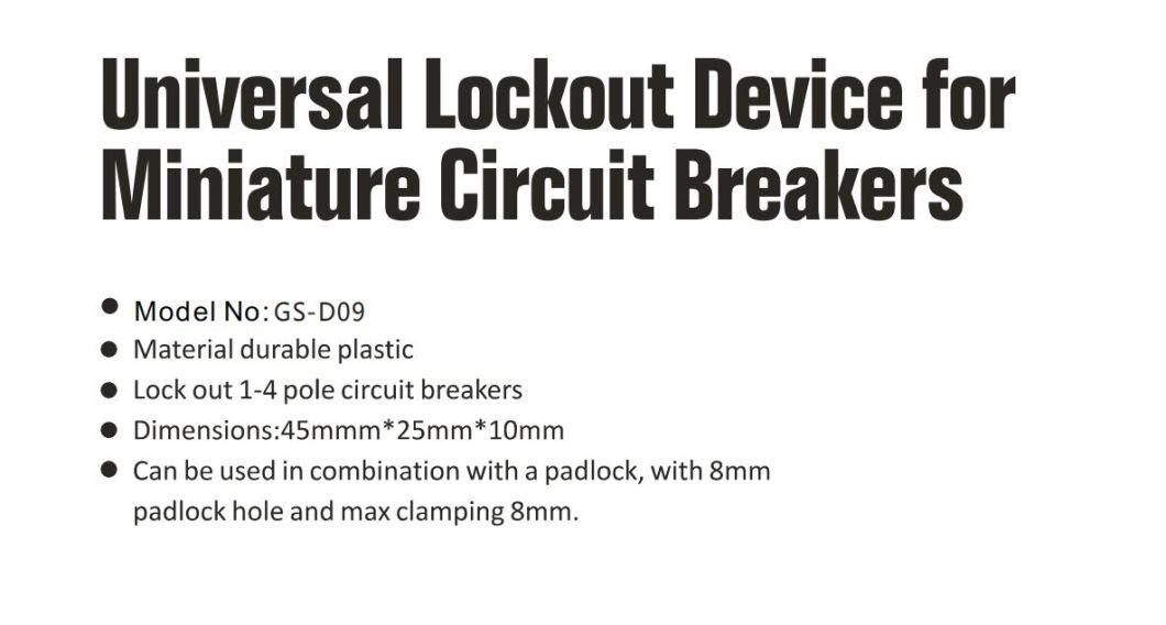 GS-D09 Miniature Circuit Breaker Lockout, Safety Lockout, Electrical Plug Lockout, High Quality Safety Lockout