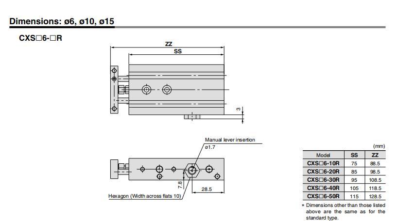 Cxsm6-10/20/30/40/50 Stroke Dual Rod Cylinder, Compact, Slide Bearing, Cxsjm Compact Cylinder, Pneumatic Compact Cylinder