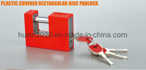 GS00192 Plastic Covered Retangular Painted Iron Padlock, High Quality Iron Padlock, ISO9001 Passed Iron Padlock, Plastic Covered Disc Iron Padlock