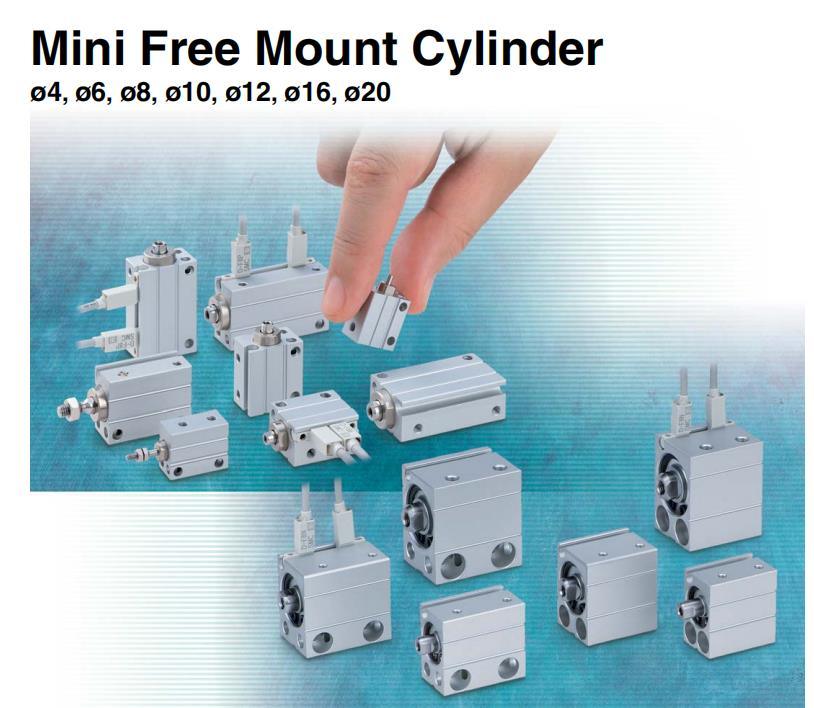 Cdujb12-5/6/8/10/15/20/25/30/35/40d/S/T Mini Cylinder, Double Action Single Rod Free Mount Mini Standard Cylinder