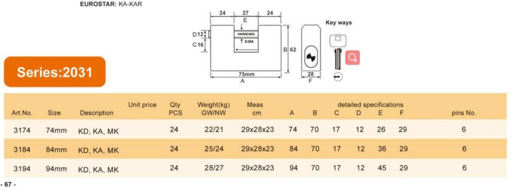 GS2031 Cast Rectangular Heavy Duty Iron Padlock, High Quality Grey Padlock, ISO9001 Passed Grey Padlock, Padlock