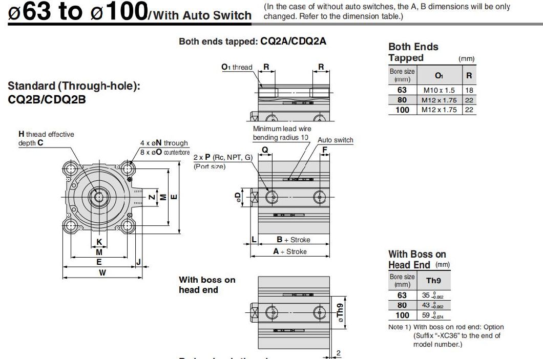Cdq2b80-5/10/15/20/25/30/35/40/45/50/60/70/80/90/100/110/120/130/140/150/D/S/T Compact Cylinder, Cdq2b Series Hiqh Quality Thin Cylinder,