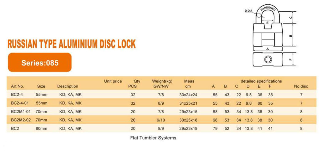 Gsbc2 Aluminum Pattern Padlock, High Quality Aluminum Padlock, ISO9001 Passed Aluminum Padlock, Disc Type Aluminum Padlock