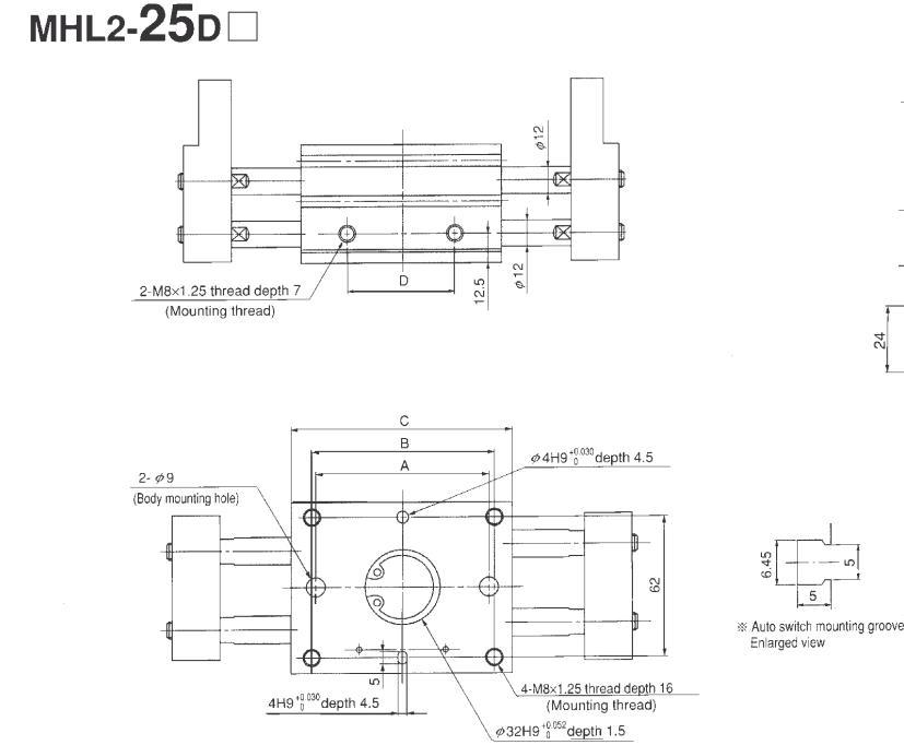 Mhl2-32/D/D1/D2/DN Pneumatic Air Gripper, Mhl2-32D Series Pneumatic Parallel Type Air Gripper Cylinder, Mhl2-32D Air Chuck