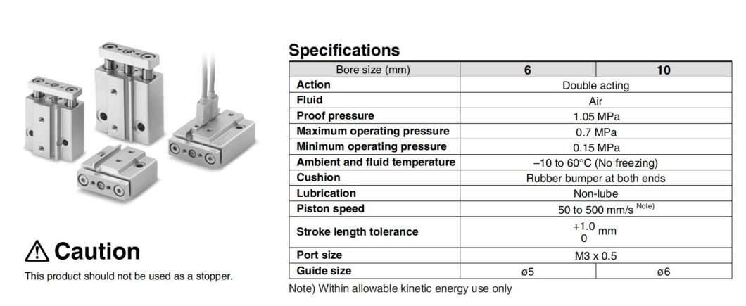 Mgj10-5/10/15/20 Series Miniature Guide Cylinder, Three Axis Cylinder, Three-Rod Guide Cylinder, High Quality Miniature Guide Rod Cylinder