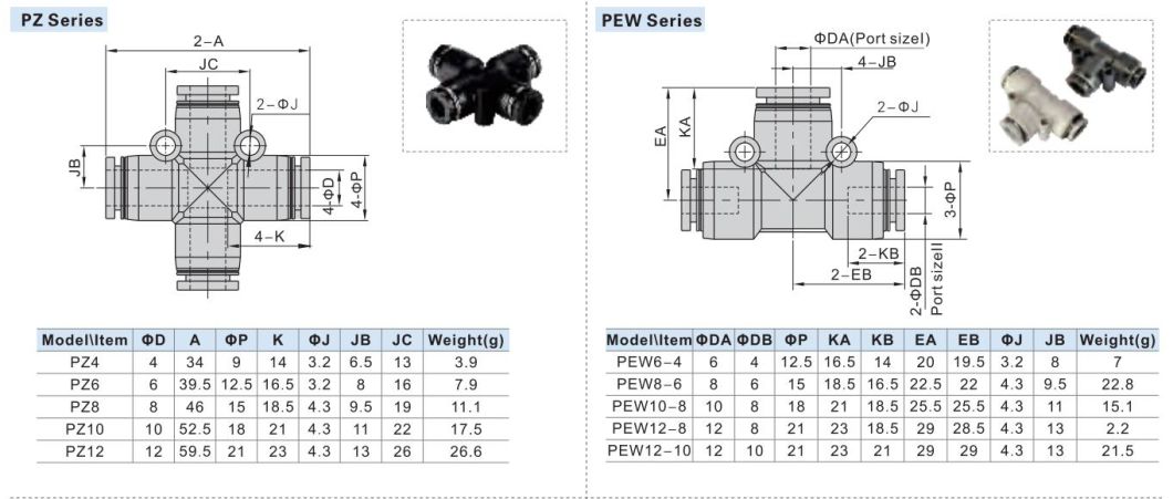 Pg6-4/8-4/8-6/10-4/10-6/10-8/12-8/12-10/14-10/14-12/16-12/16-14 Pneumatic Fittings, Pg Series One-Touch Fittings, Pg Air Quick Connector