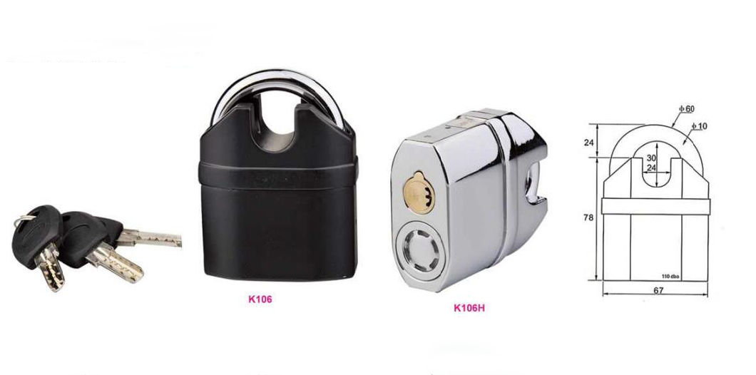 GSK106 Alarm Padlock, High Quality Zinc Alloy Alarm Padlock, ISO9001 Passed Zinc Alloy Padlock