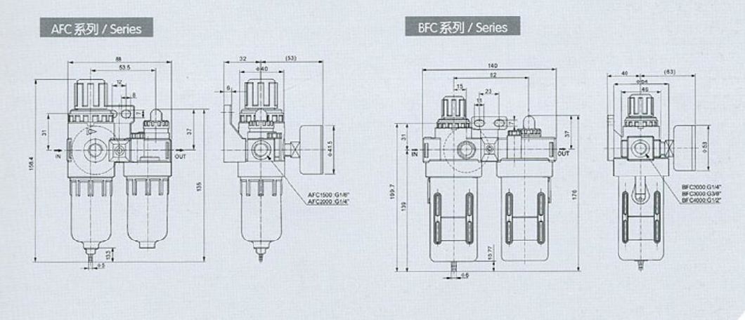 Bfc4000 Air Filter Combination Filter; Air Source Treament Unit; Pneumatic Air Cource Treatment Unit, Air Filter Regulator Lubricator Combination
