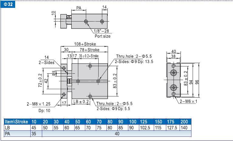 Tn25-10/15/20/25/30/35/40/45/50/55/60/70/80/90/100/125/150/175/200/250/300 Twin Rod Cylinder, Common Mini Air Piston Standard Cylinder