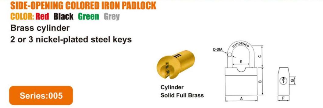 GS0005 Side Opening Iron Padlock, High Quality Iron Padlock, ISO9001 Passed Iron Padlock, Side Opening Iron Padlock