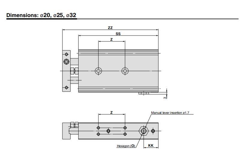 Cxsm32-10/20/30/40/50/60/70/75/100/125/150/175/200/250/300 Stroke Dual Rod Cylinder, Compact, Slide Bearing, Cxsjm Compact Cylinder, Pneumatic Compact Cylinder