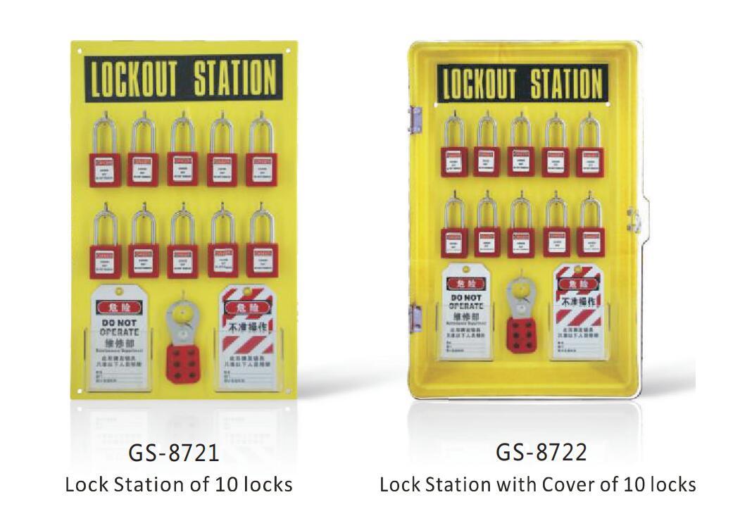 GS-8721 Lock Portable Safety Lockout Station, Lockout Box, Industrial Safety Equipment Electrical Metal Safety Lockout Tagout Box, Lockout Station