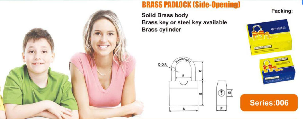 GS0006 Brass Padlock Side Opening, High Quality Brass Padlock, Top Security Brass Padlock, ISO9001 Passed Brass Padlock