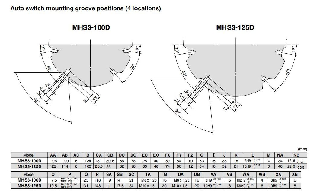 Mhsl3-16/20/25/32/40/50/63/80/100/125/D Pneumatic Air Gripper, Mhs3 Series Pneumatic Parallel Type Air Gripper Cylinder, Mhs2-16air Chuck